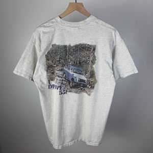 Vintage I Drive A 55 Toyota FJ55 Land Cruiser Double Sided Gray T Shirt Size XL